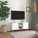 Vidaxl Tv Cabinet With Solid Wood Legs White 103,5x35x50 Cm