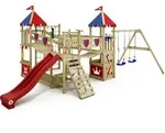 Spielturm Ritterburg Smart Queen Mit Schaukel & Rutsche, Spielhaus Mit Sandkasten,
