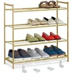 Relaxdays - Schuhregal, Metall, Mit 4 Ebenen, Stapelbar, Erweiterbar, Hbt 70 X 70 X