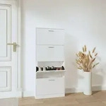 Schuhschrank Hochglanz-wei&szlig; 59x17x150 Cm Holzwerkstoff - Vidaxl