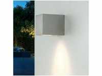 Licht-erlebnisse - Quadratische Außenlampe Wand aalborg Down Strahler - Silber