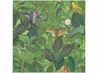 Dschungel Tapete grün Tropical Vliestapete mit Dschungeltieren für Wohnzimmer Vlies
