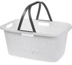 Xl W&auml;schekorb 45 Liter Wei&szlig; - 60 X 39 Cm - W&auml;schesammler Tragekorb Einkaufskorb