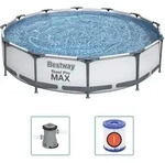 Aufstellpool Bestway Frame Pool Set 366 X 76cm Rund Mit Filterpumpe Wei&szlig; 56416