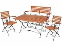 4 teilig Tisch Sitz Gruppe Eukalyptus Stühle Armlehnen Bank Garten Lounge Balkon