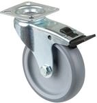 Lenkrolle Fest 100mm Stahlbl Verz Gummirad 6,3 - Bs Rollen