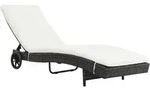 Sonnenliege Mit Rollen Und Auflage Poly Rattan Schwarz Vidaxl