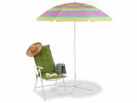 Strandschirm gestreift, höhenverstellbarer Sonnenschirm, Gartenschirm mit 50+