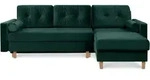 Eriso Bequemes Ecksofa, 3/4 Sitzer, Schlaffunktion, Dunkelgr&uuml;n - Konsimo