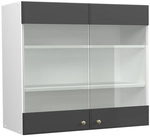Vicco - K&uuml;chenglasschrank Fame-line, Anthrazit-gold, 80 Cm