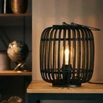 Brilliant - Lampe, Woodrow Tischleuchte 27cm Holz Dunkel/schwarz, Metall/bambus, 1x