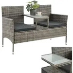 Polyrattan Gartenbank Monaco &ndash; 2-sitzer Bank Mit Integriertem Tisch & Kissen In