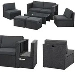 Polyrattan Gartenm&ouml;bel Set Salou - Outdoor Lounge Wetterfest 6 Personen - Sitzecke