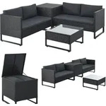 Outdoor Polyrattan Lounge Santorini - Gartenlounge Mit Beistelltisch & Auflagenbox -