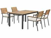 Akazienholz Gartengarnitur Rhodos - Tisch, 4 Stühle & Auflagen - Holz...