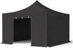 4x4 M Faltpavillon, Premium Stahl 40mm, Seitenteile Ohne Fenster, Schwarz