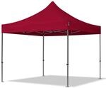 3x3 M Faltpavillon, Premium Stahl 40mm, Rot