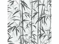 Bambus Tapete asiatisch Vlies Bambustapete weiß schwarz grau für Schlafzimmer...