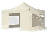 4x4 M Faltpavillon, Premium Stahl 40mm, Seitenteile Mit Panoramafenstern, Creme