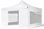 4x4 M Faltpavillon, Premium Stahl 40mm, Seitenteile Mit Panoramafenstern, Wei&szlig;
