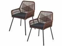 Rope Gartenstühle Kastos 2er Set - Outdoor Stuhl mit Armlehne & Kissen - Gartenstuhl