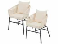 Rope Stühle 2er Set - Gartenstühle mit Seilgeflecht & Polster - wetterfester...
