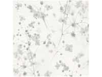 3D Tapete mit Blumen in Weiß Grau Moderne Blumentapete aus Vlies ideal für
