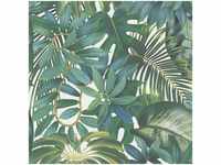 Tapete mit Palmenblättern in Weiß Dunkelgrün ideal für Schlafzimmer und