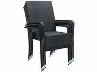 Polyrattan Gartenstühle Yoro 4er Set - mit Armlehnen & Rückenlehne - 4 Stühle