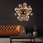 Pendelleuchte H&auml;ngelampe Deckenleuchte Esszimmerlampe Glas Rauchfarbe D 55 Cm