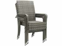 Polyrattan Gartenstühle Yoro 4er Set - mit Armlehnen & Rückenlehne - 4 Stühle