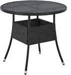 Polyrattan Gartentisch Yoro Wetterfest - Balkontisch &Oslash; 80 Cm Rund - Rattan