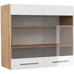 Vicco - K&uuml;chenglasschrank Fame-line, Wei&szlig; Hochglanz, 80 Cm