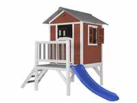 Spielhaus Beach Lodge xl in Rot mit Rutsche in Blau Stelzenhaus aus fsc Holz...