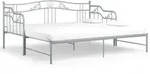 Ausziehsofa Bettgestell Grau Metall 90x200 Cm Vidaxl
