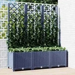 Vidaxl Pflanzk&uuml;bel Mit Spalier Dunkelgrau 120x40x136 Cm Pp
