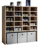 Hinsol Xl Schuhschrank 20 F&auml;cher Und 1 Breites Fach Sonoma-eiche Dekor.