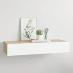 Wandregal Mit Schublade Eichen-optik Und Wei&szlig; 60x23,5x10 Cm Mdf Vidaxl