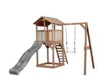 Beach Tower Spielturm aus Holz in Braun Spielhaus für Kinder mit grauer...
