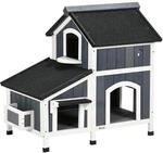 Katzenhaus Aus Holz, Winterfest Katzenh&uuml;tte Mit Mehreren Eing&auml;ngen, 2 Etagen,