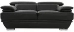 Miliboo - Design-ledersofa Zwei Pl&auml;tze Verstellbares Kopfst&uuml;ck Schwarz Ewing -
