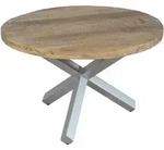 Esszimmertisch Rund 130 Cm Mangoholz Natur Silber Runis