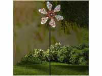 Metall Windblume selbstleuchtend - h 80 cm - Deko Gartenstecker Windrad