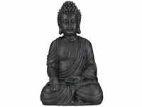 Relaxdays Buddha Figur sitzend, 40 cm hoch, Feng Shui Deko, wetterfest & frostsicher,