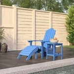 Adirondack-gartenstuhl Mit Hocker & Tisch Hdpe Aquamarin Vidaxl