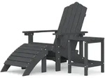 Adirondack-gartenstuhl Mit Hocker & Tisch Hdpe Anthrazit Vidaxl