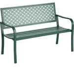 Outsunny Gartenbank Stahl, 2-sitzer Parkbank Mit R&uuml;ckenlehne & Armlehne, Sitzbank
