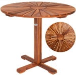 Gartentisch Balkontisch Wetterfest Holz Rund ⌀70,5cm 80kg Belastbarkeit Balkon