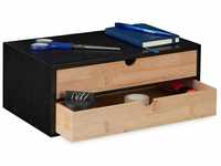 Schubladenbox, Bambus & mdf, Mini Kommode 2 Schubladen, hbt 14x33x21 cm,...