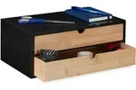 Relaxdays - Schubladenbox, Bambus & Mdf, Mini Kommode 2 Schubladen, Hbt 14x33x21 Cm,